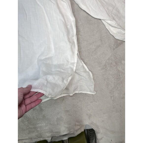 Eileen Fisher Long Sleeve Irish Linen Button Down Shirt White Sz L Lagenlook - Picture 6 of 10